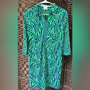 Gretchen Scott Designs Green and Blue Leopard Print Dress